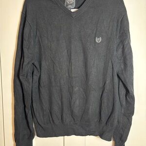 Chaps Men's Black V-Neck Cashmere/Cotton Blend Sweater‎